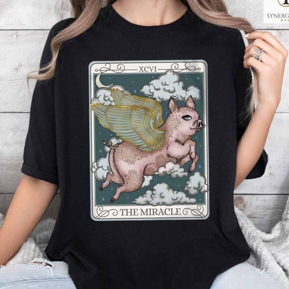 Other - The Miracle Tarot Card Tshirt Cute Pig Shirt Flying Pig Tee